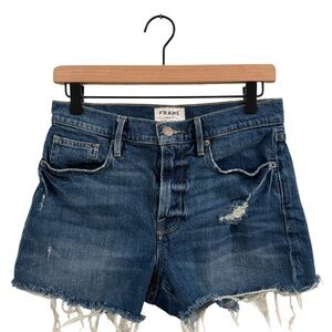 Frame Denim Distressed Blue Jean Shorts